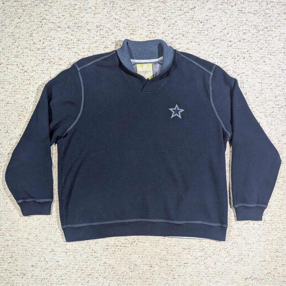 Tommy Bahama Football Sweatshirt Dallas Cowboys Mens 3XL Mock V-Neck NFL Sweater